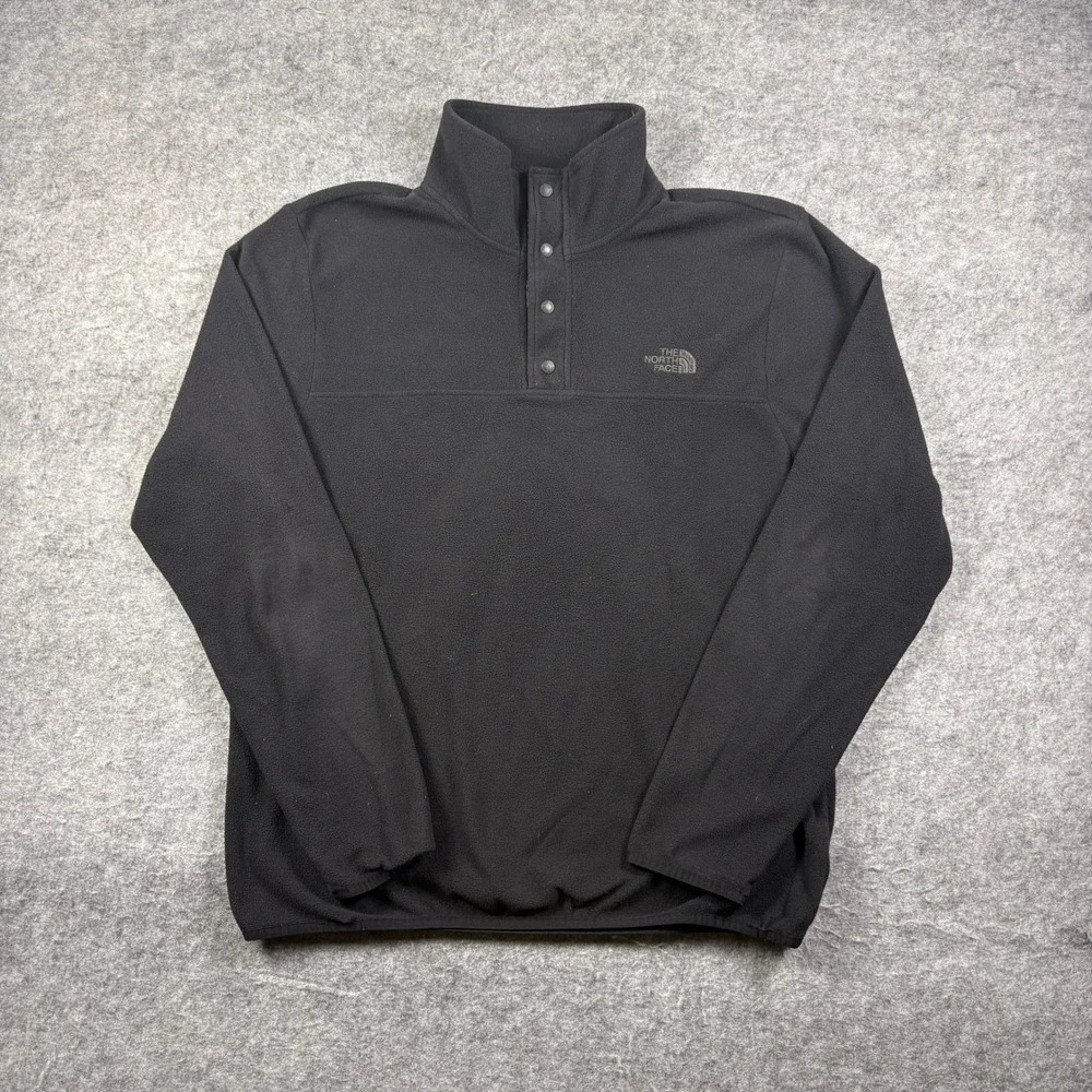 The North Face TKA 100 Fleece Snap Pullover Sweater Black Mens Medium